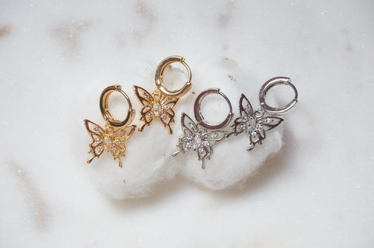 Y2K Gold/Silver Butterfly Earrings Huggies
