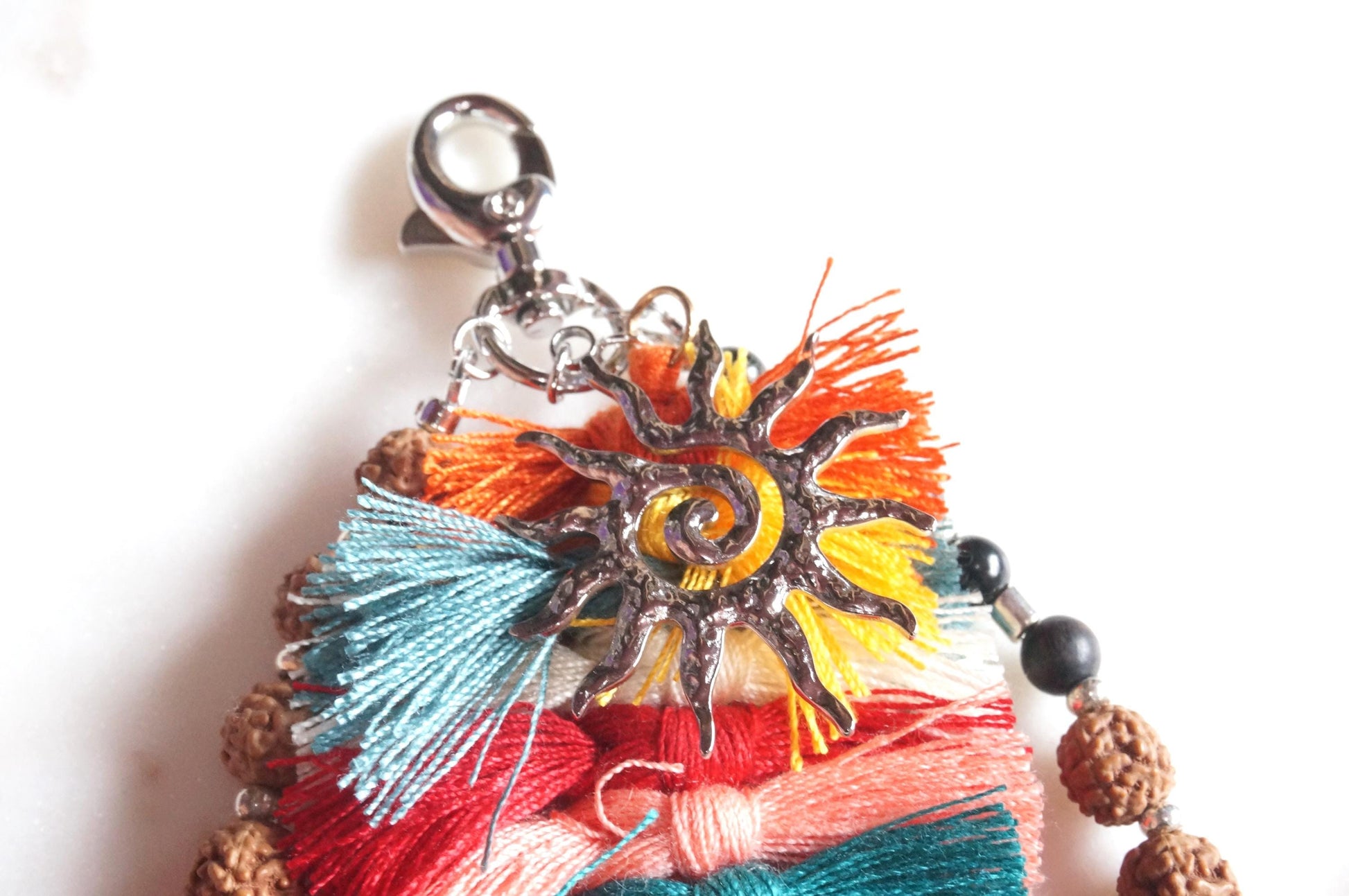 Boho Tassel and Beads Bag/Key Charms Gold/Silver