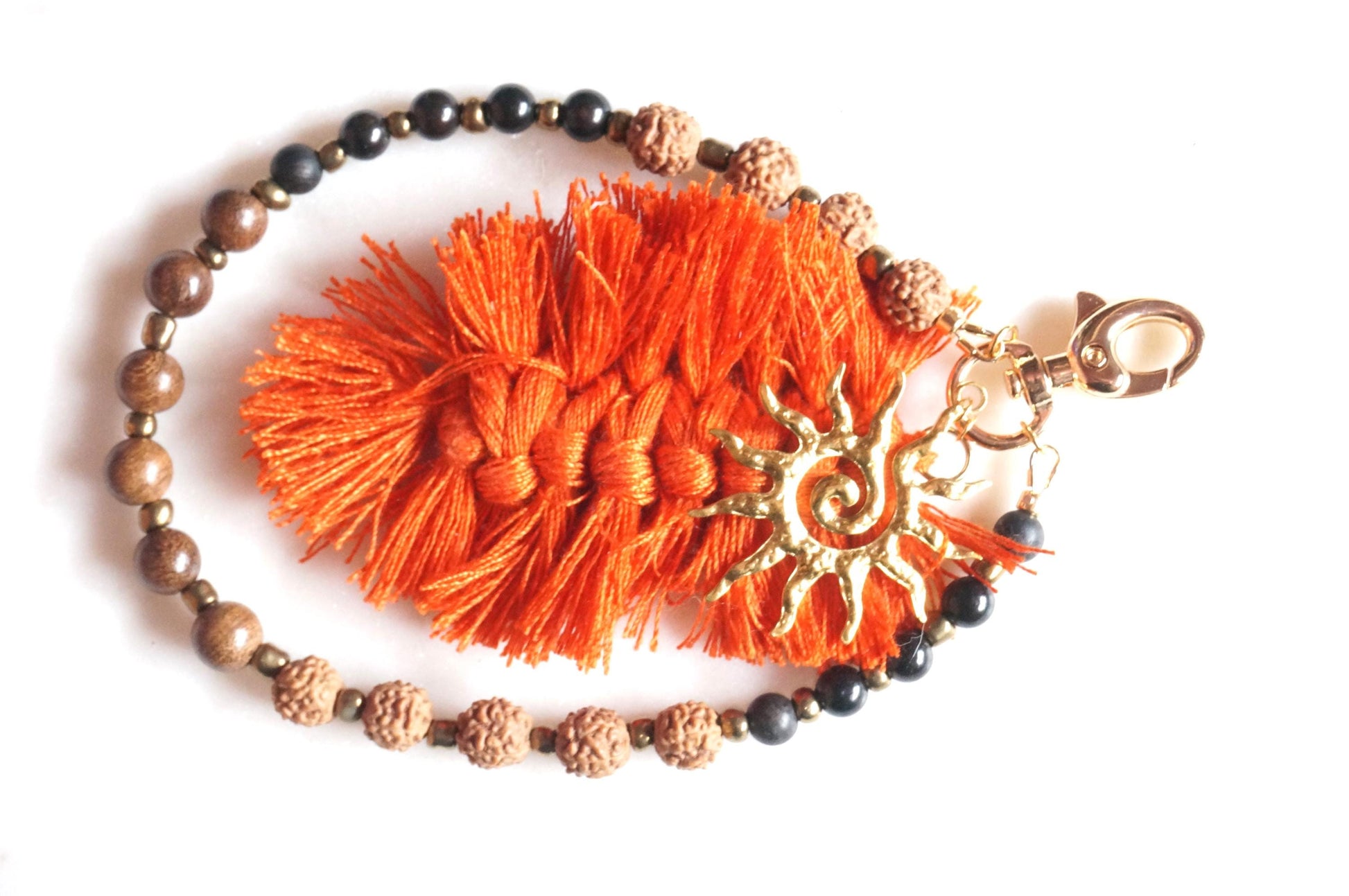 Boho Tassel and Beads Bag/Key Charms Gold/Silver