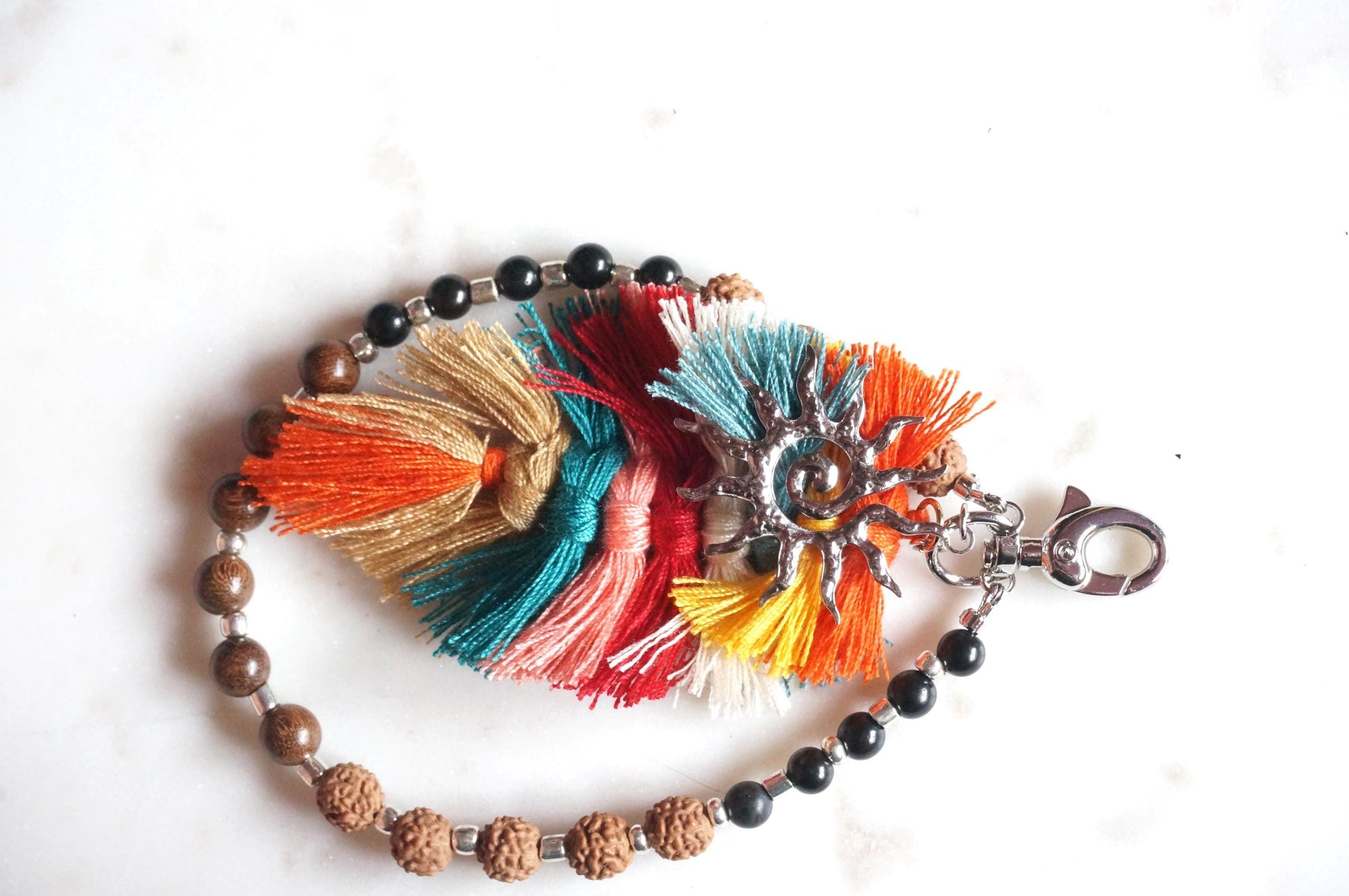 Boho Tassel and Beads Bag/Key Charms Gold/Silver