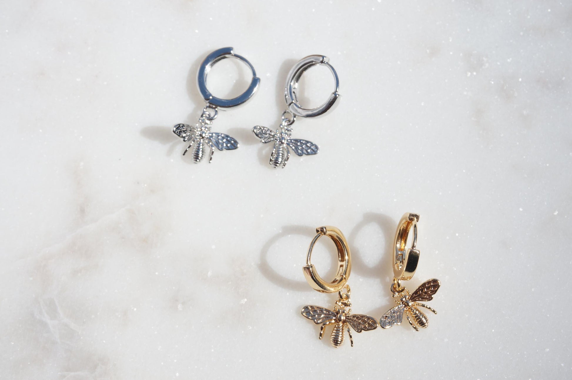 BUMBLE Gold/silver Bee/Butterfly Mix & Match Mini Hoop/Huggie Earrings
