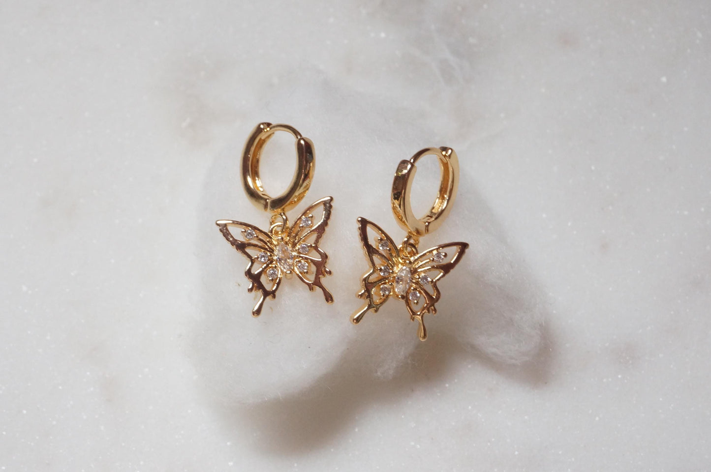 Y2K Gold/Silver Butterfly Earrings Huggies
