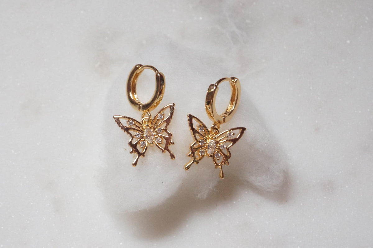 Y2K Gold/Silver Butterfly Earrings Huggies