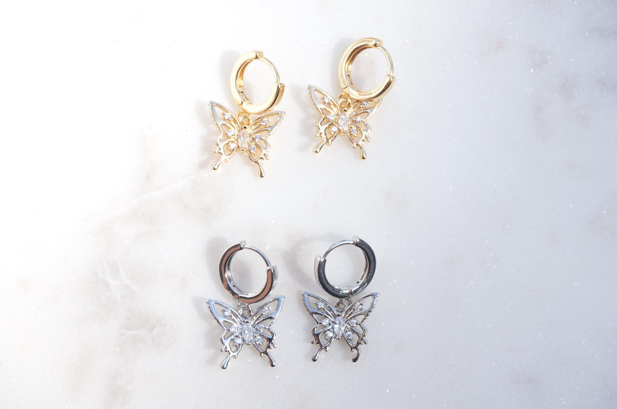 Y2K Gold/Silver Butterfly Earrings Huggies