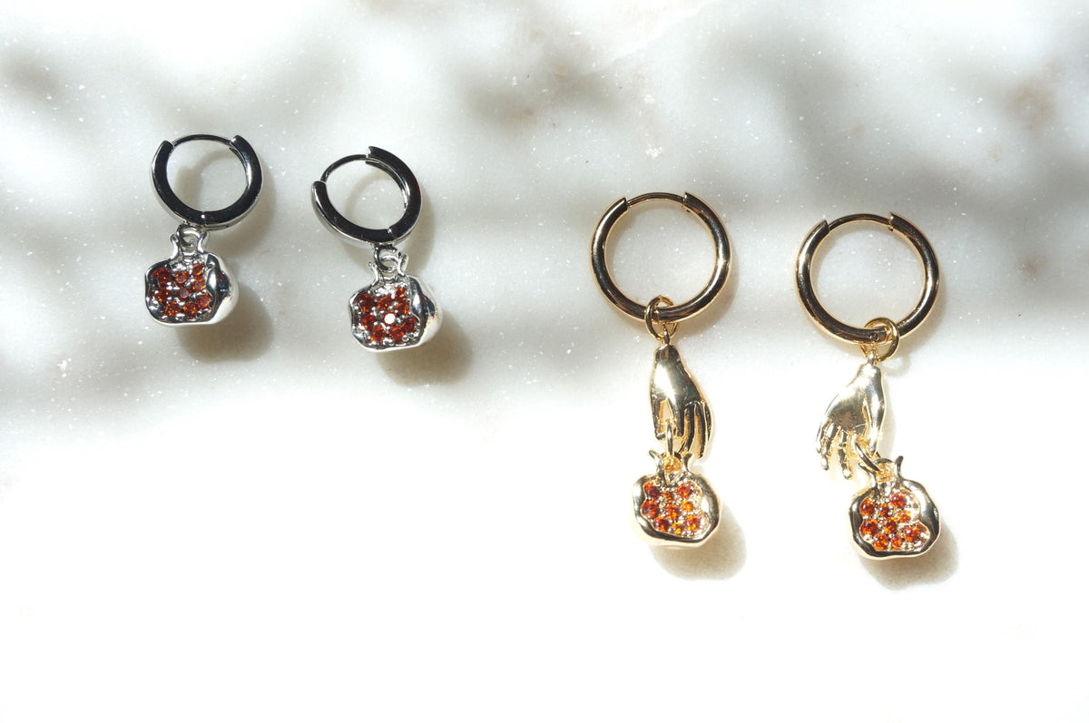 PERSEPHONE Pomegranate Gold/Silver Earrings