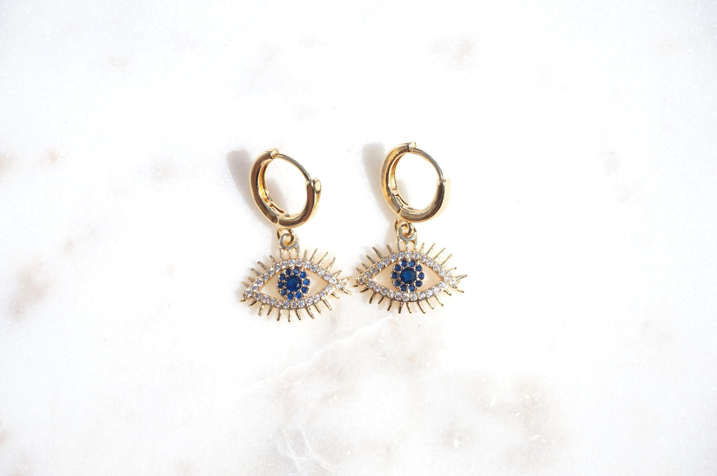 CALYPSO Evil Eye Gold Huggie Hoop Earrings