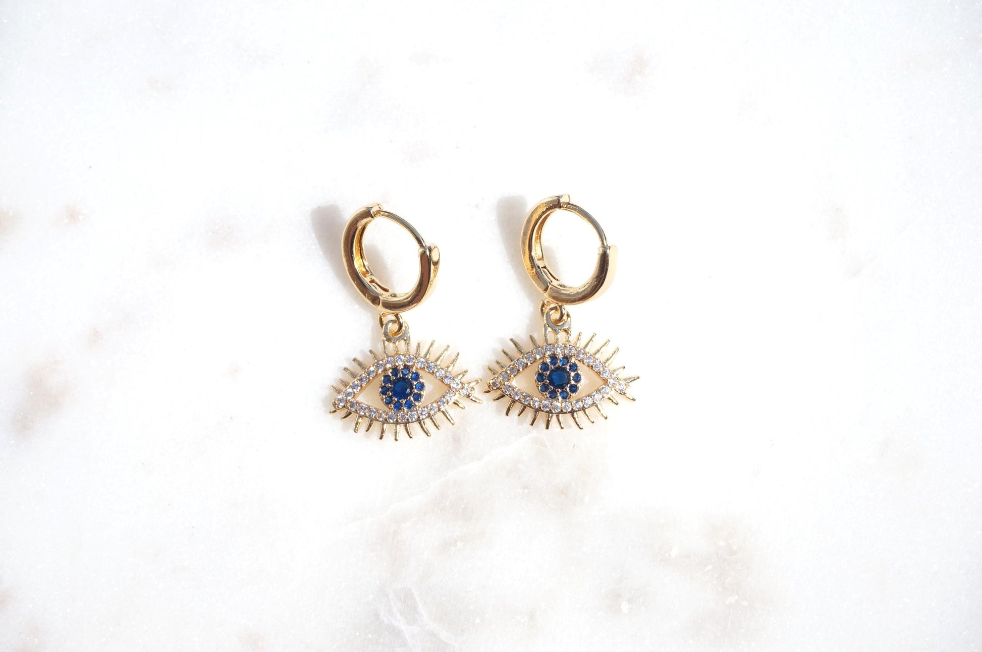 CALYPSO Evil Eye Gold Huggie Hoop Earrings