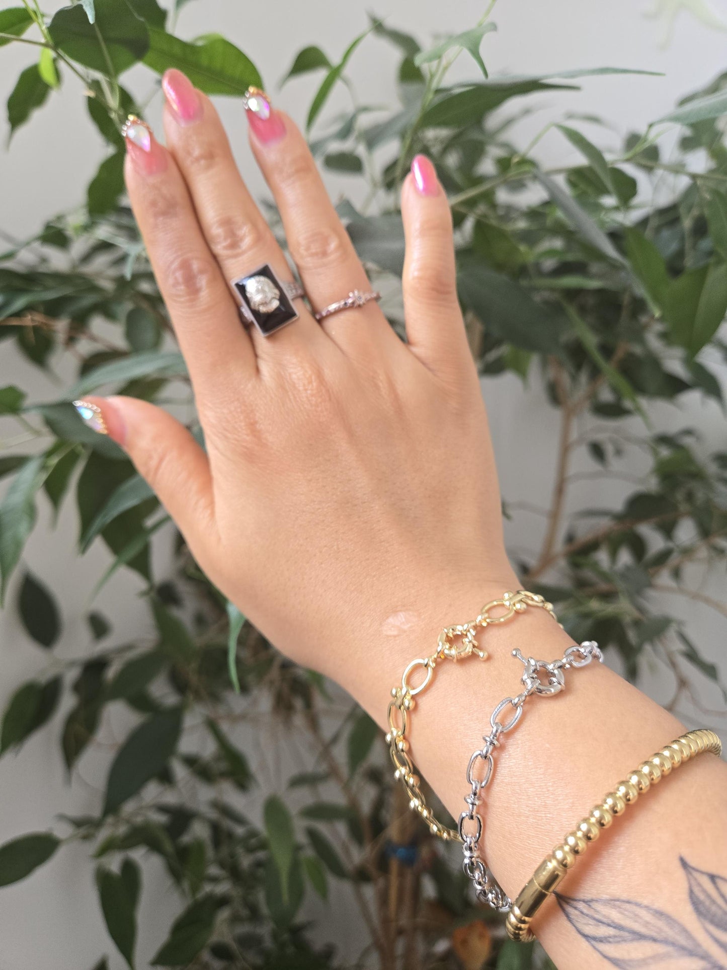 Gold Plated Waterproof Chunky Chain Clasp Bracelet