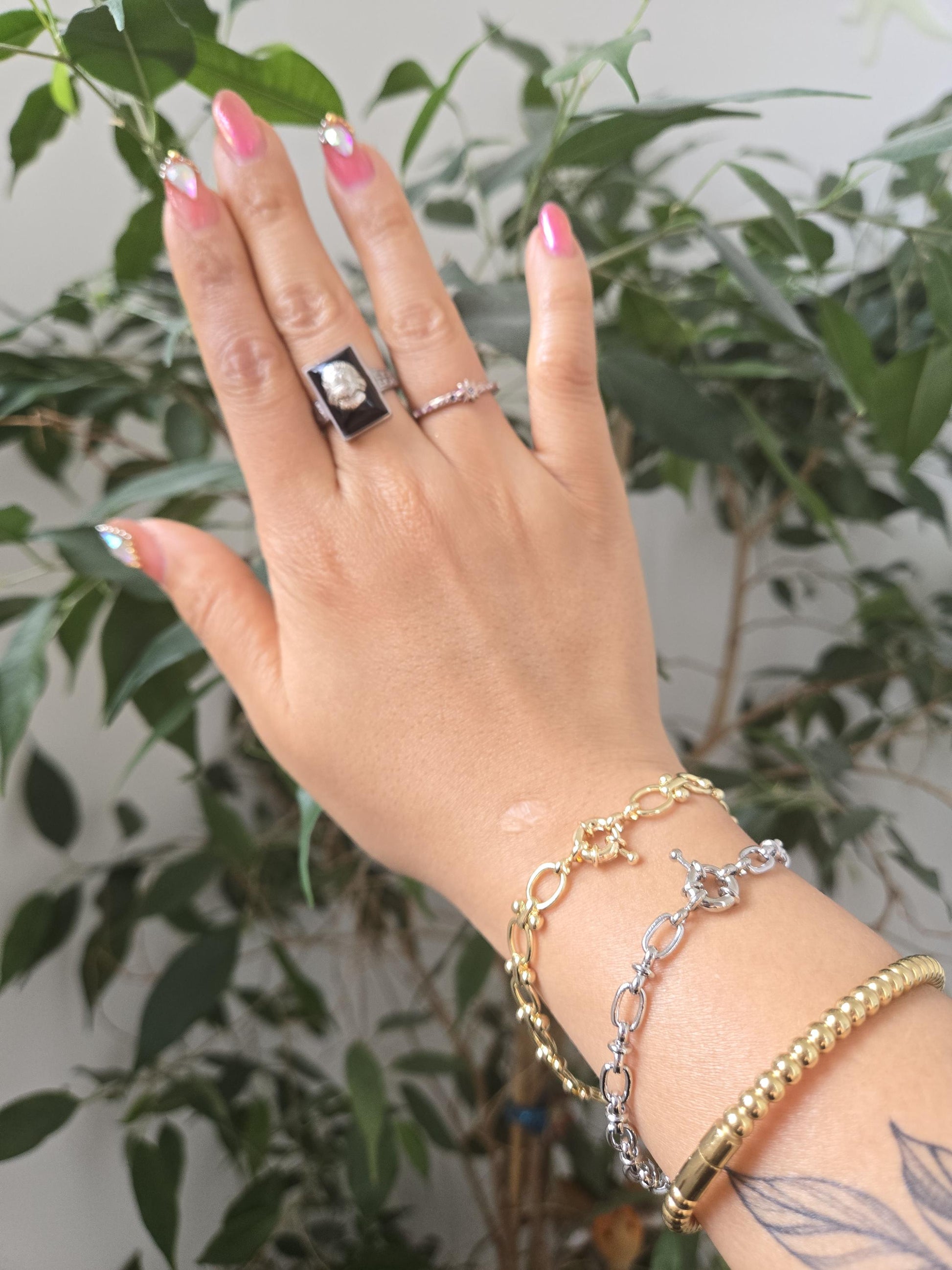 Gold Plated Waterproof Chunky Chain Clasp Bracelet
