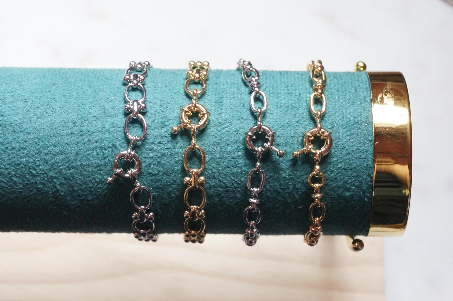 Gold Plated Waterproof Chunky Chain Clasp Bracelet