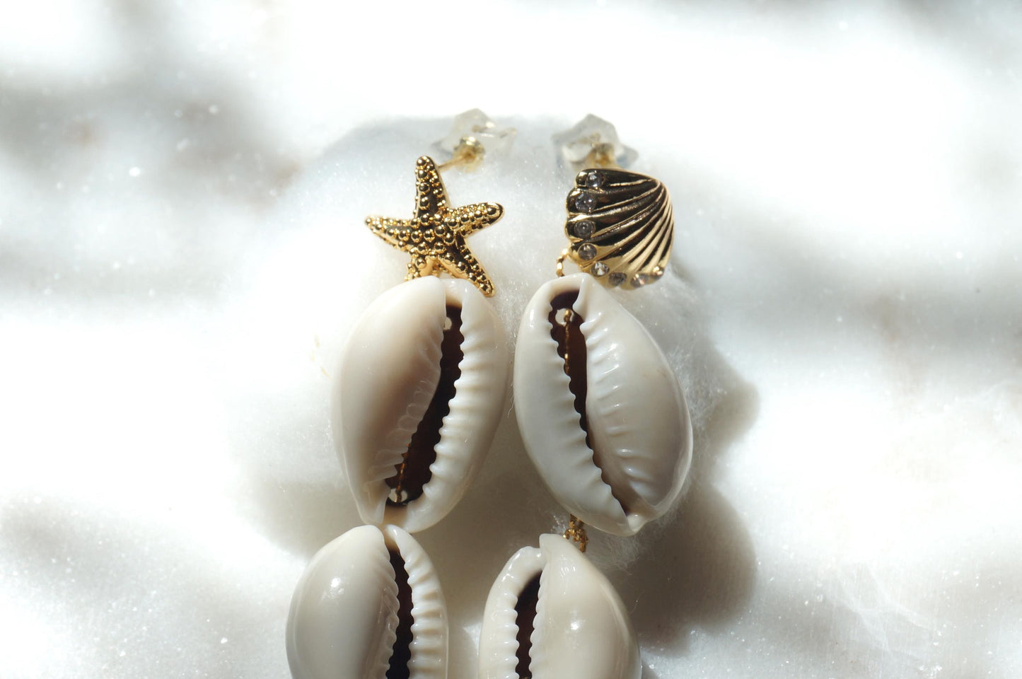 Natural Cowrie Shell Drop Earrings