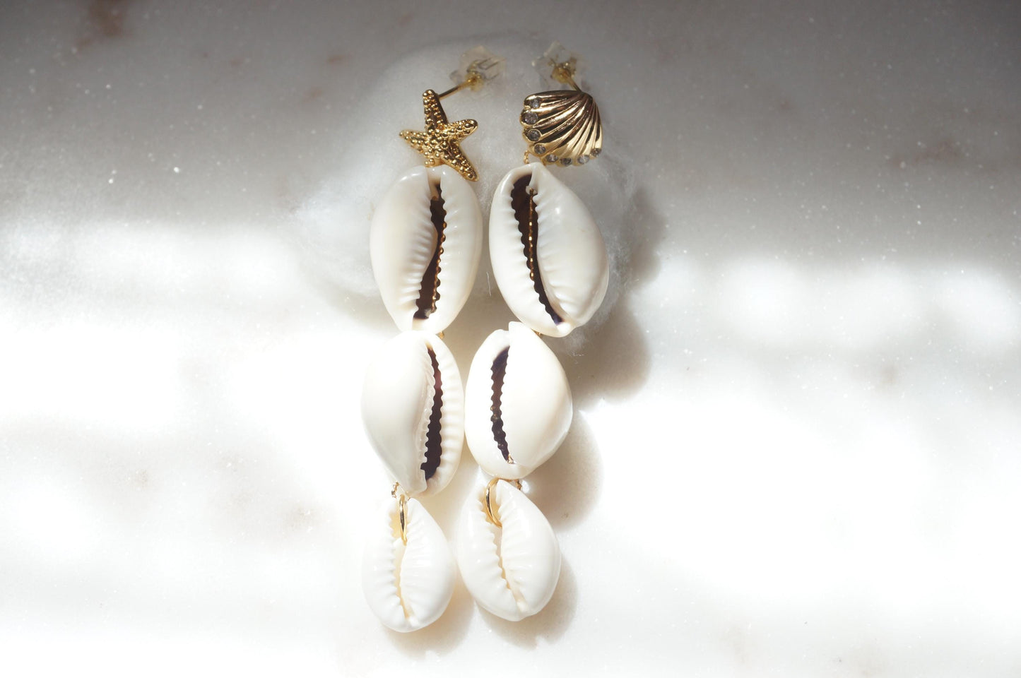 Natural Cowrie Shell Drop Earrings