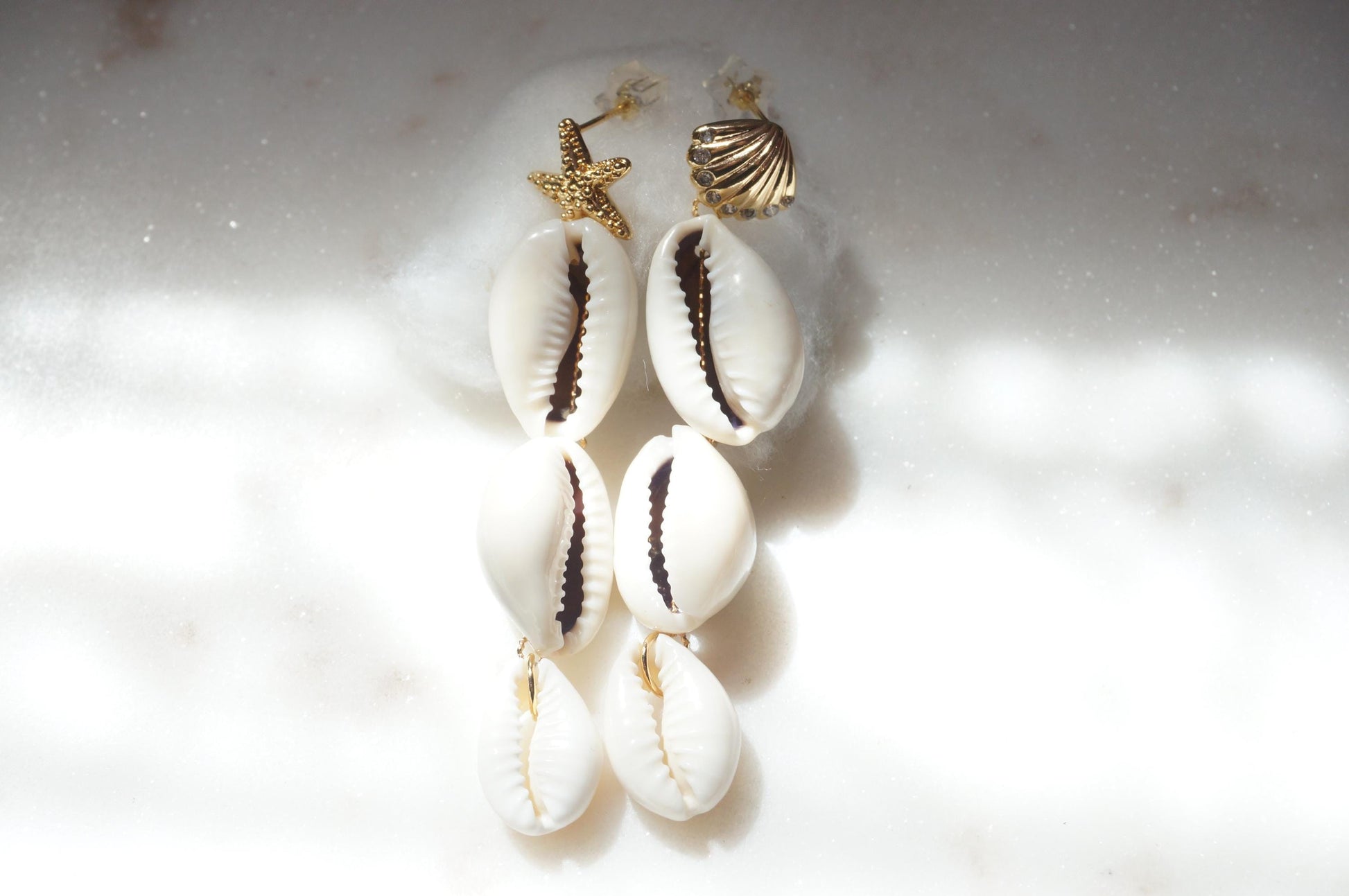 Natural Cowrie Shell Drop Earrings