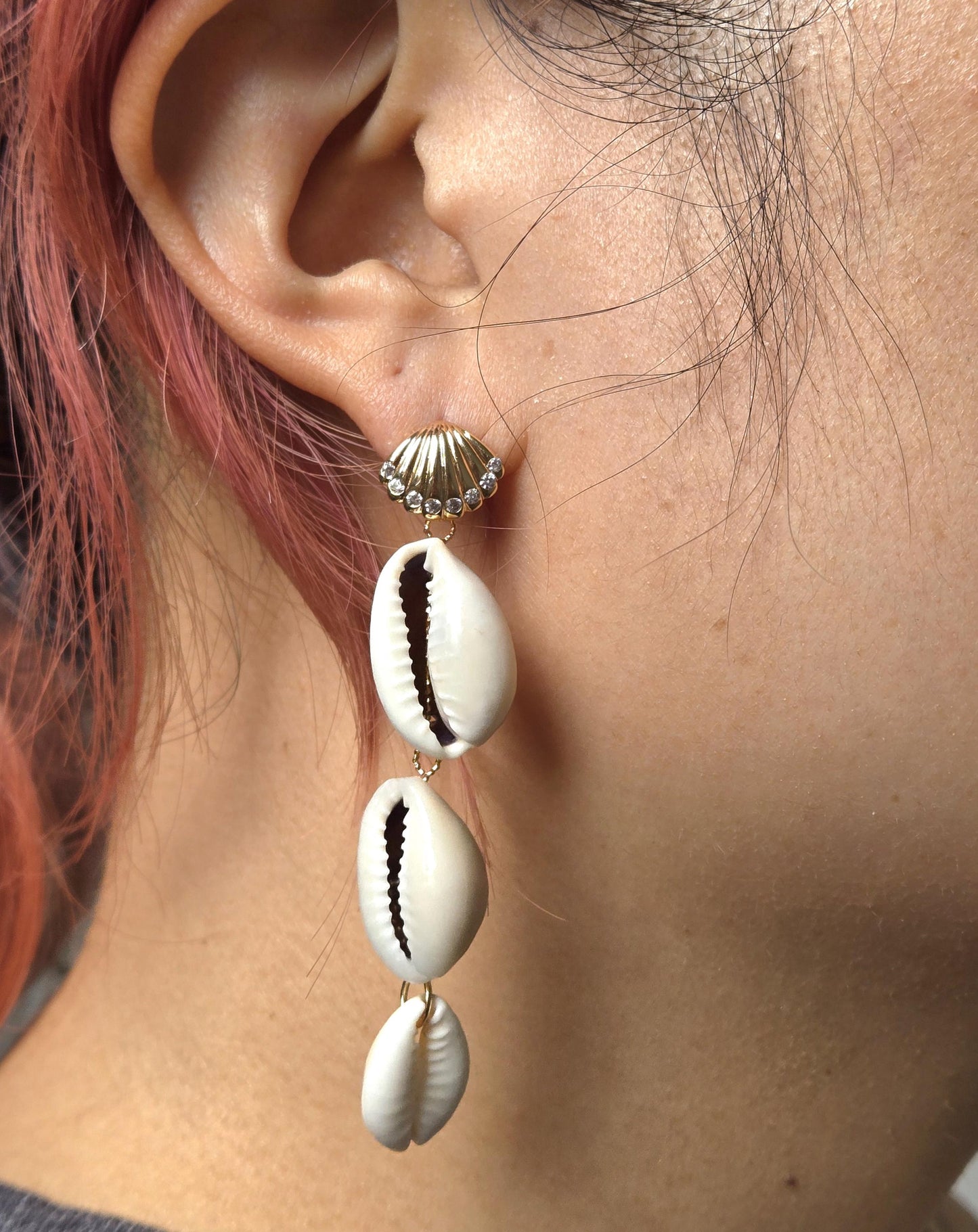 Natural Cowrie Shell Drop Earrings