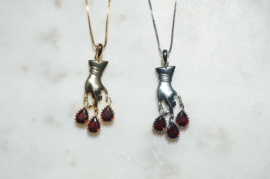MACBETH Hand and Blooddrops Necklace