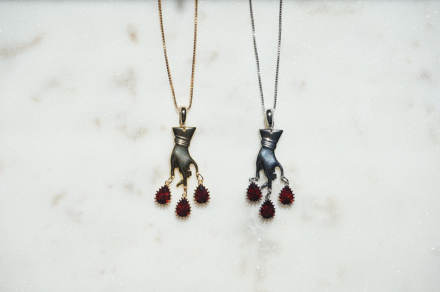 MACBETH Hand and Blooddrops Necklace