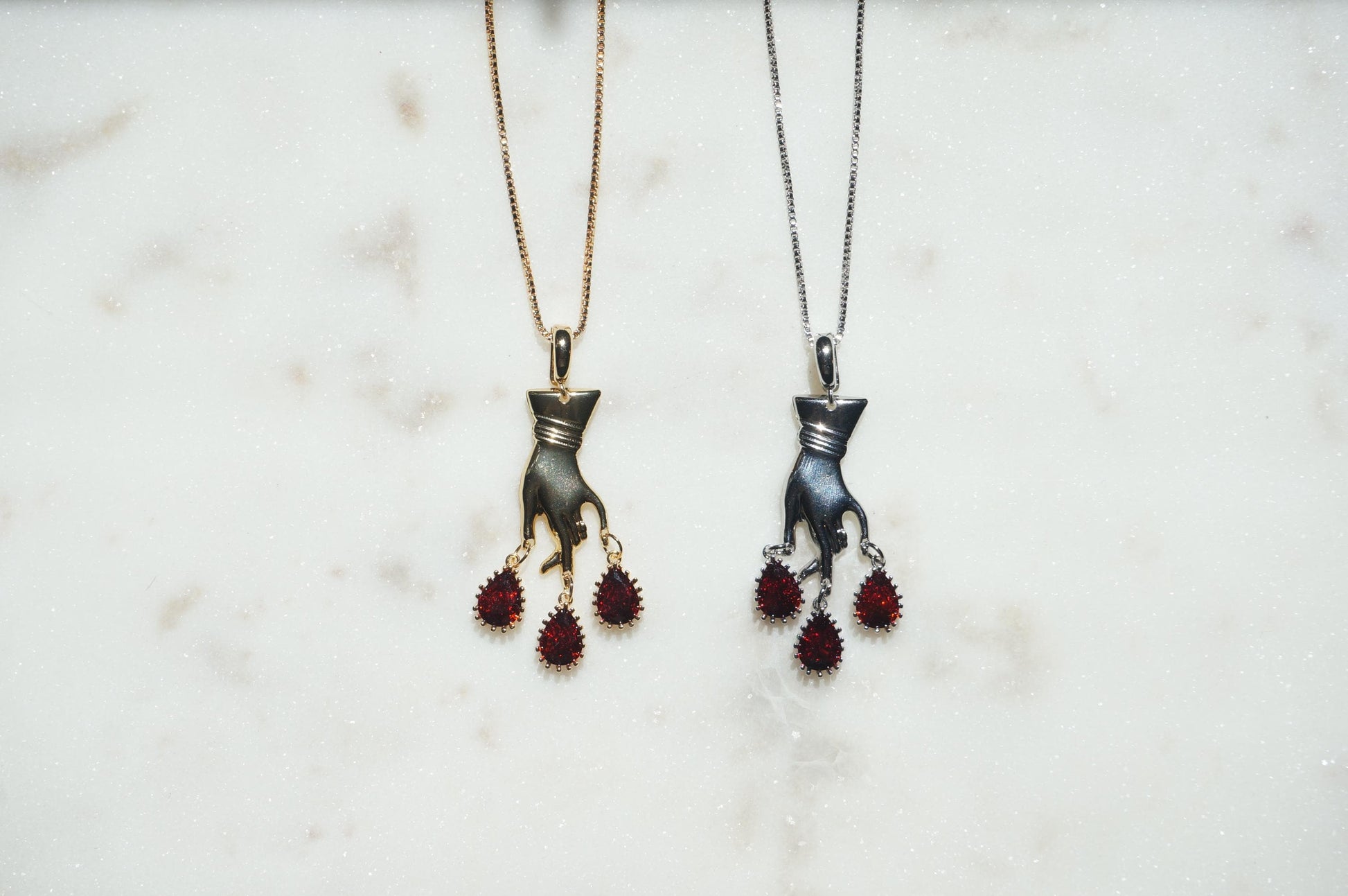 MACBETH Hand and Blooddrops Necklace