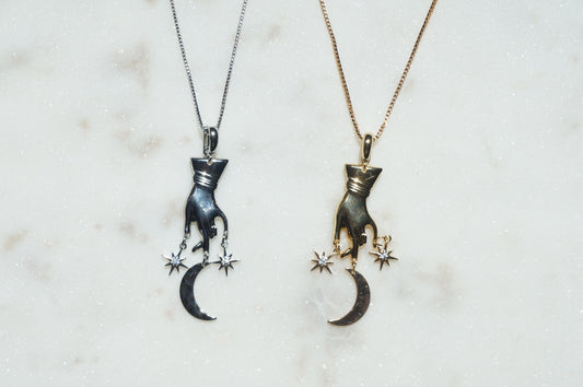 GAIA Hand with Moon and Stars Necklace
