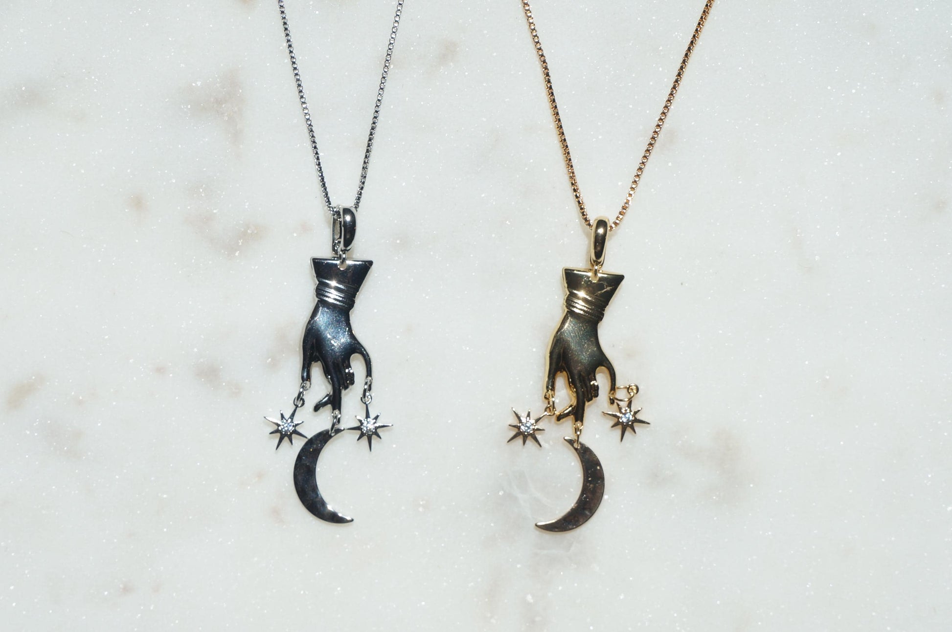 GAIA Hand with Moon and Stars Necklace