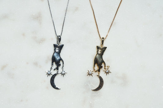 GAIA Hand with Moon and Stars Necklace