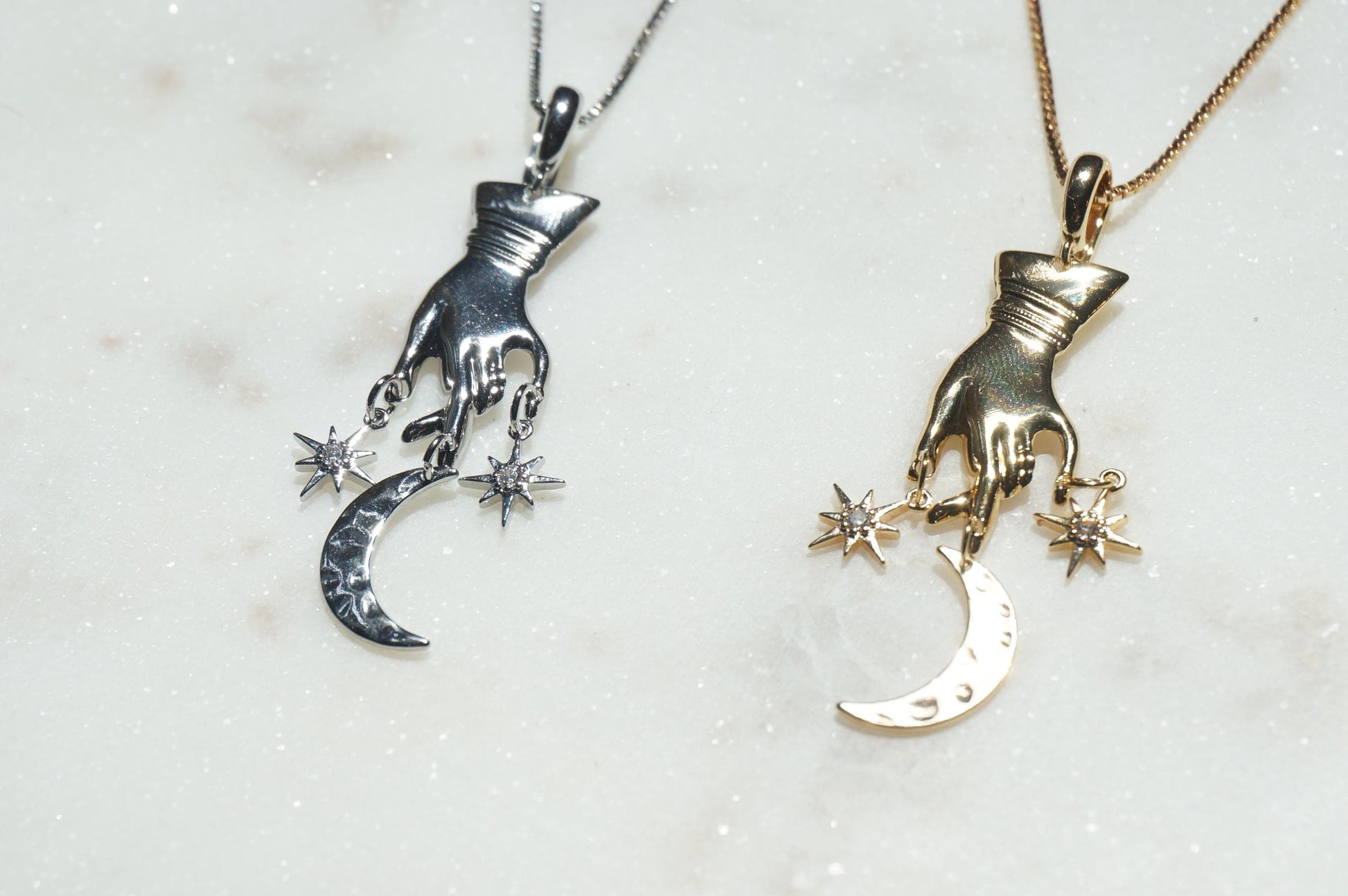GAIA Hand with Moon and Stars Necklace