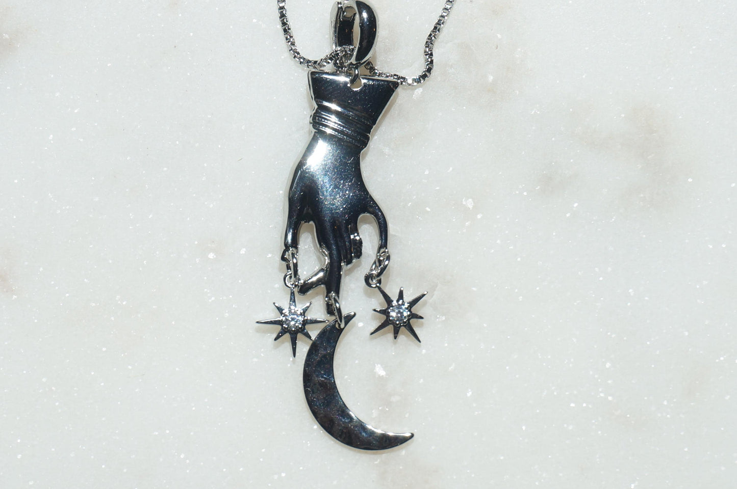GAIA Hand with Moon and Stars Necklace