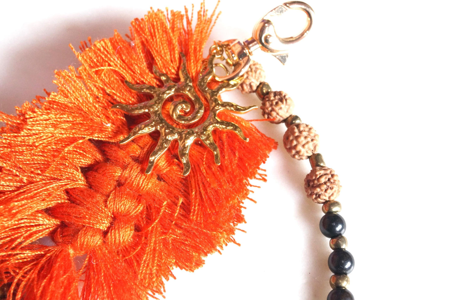 Boho Tassel and Beads Bag/Key Charms Gold/Silver