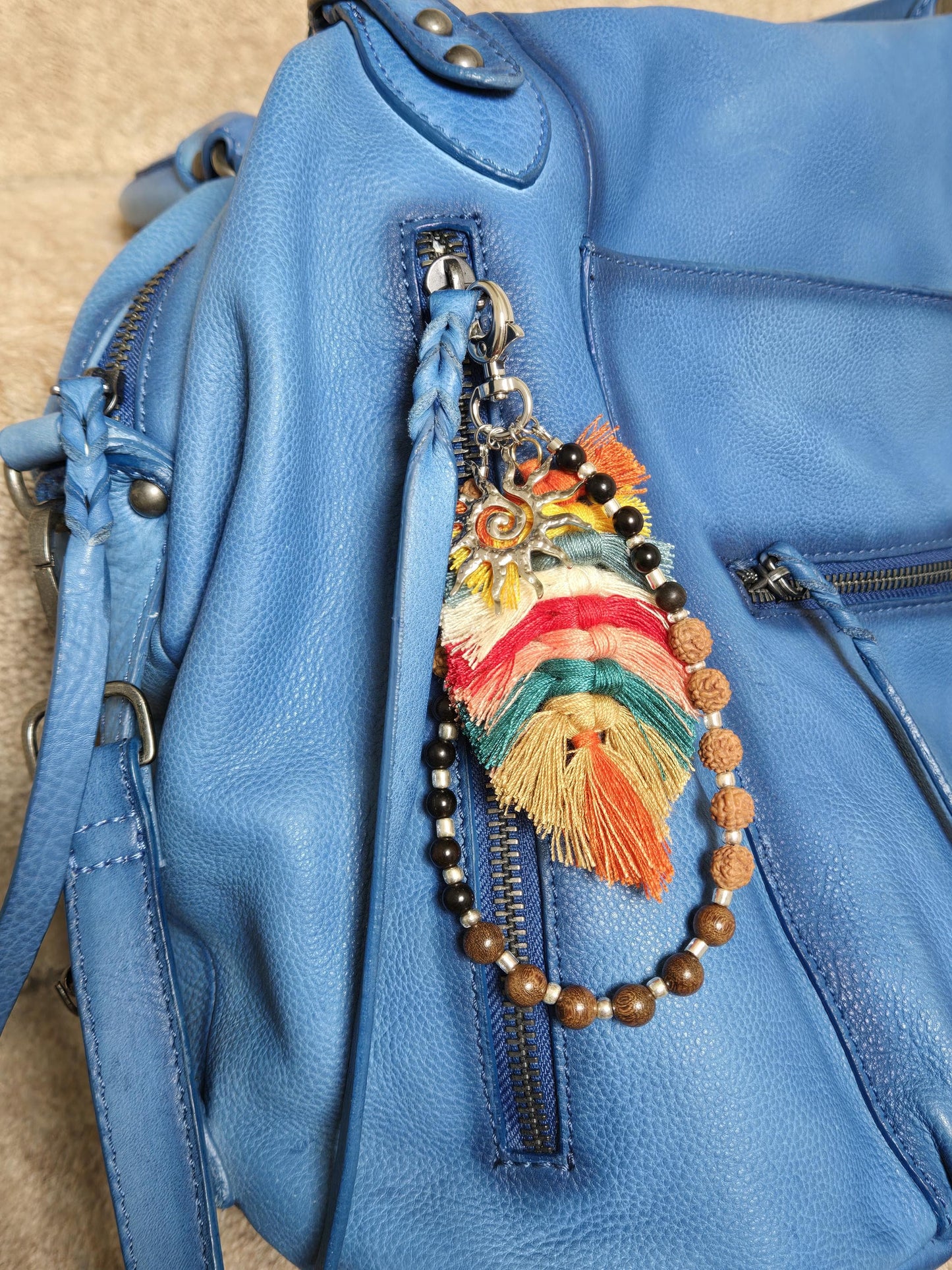 Boho Tassel and Beads Bag/Key Charms Gold/Silver