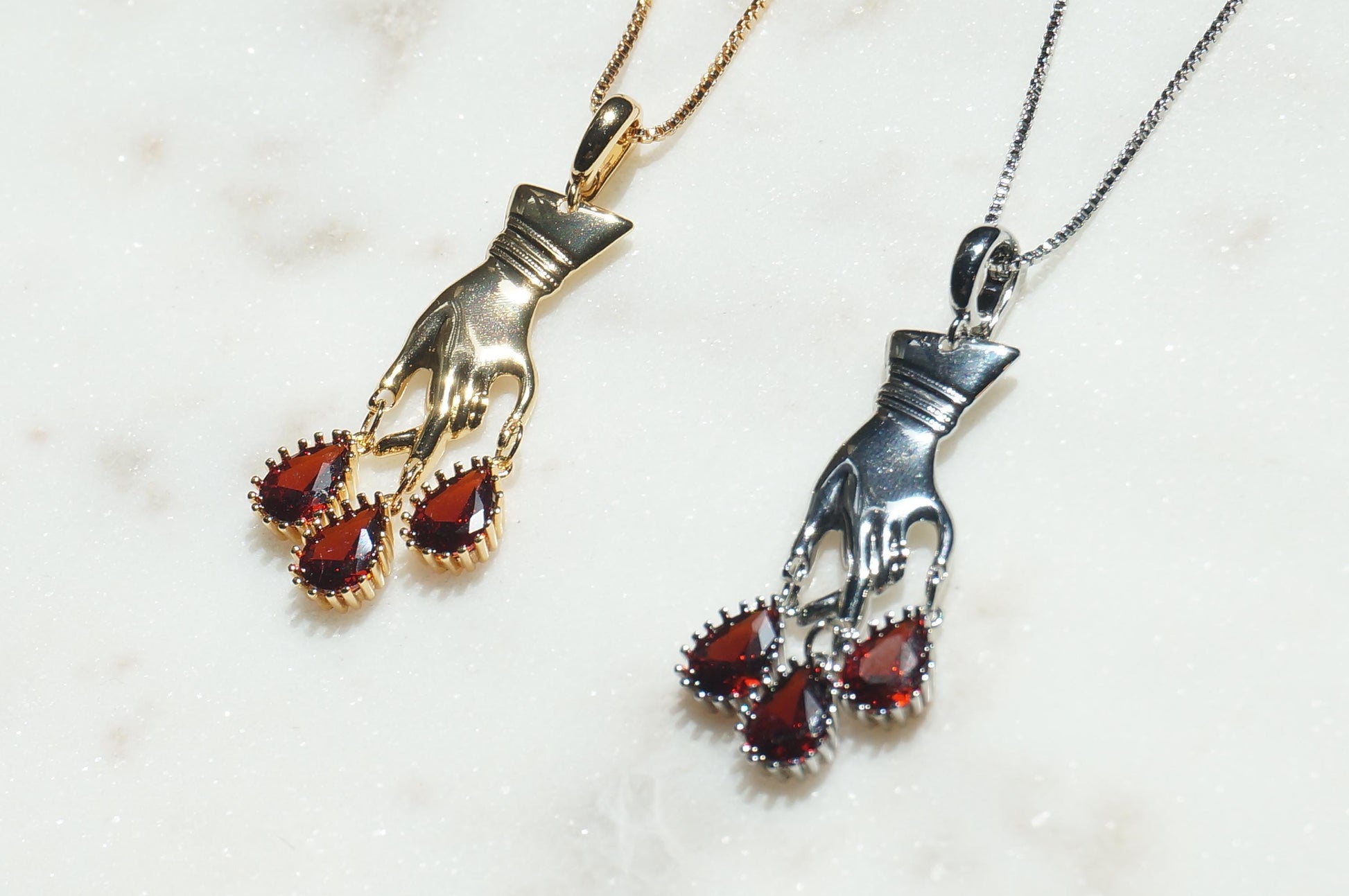 MACBETH Hand and Blooddrops Necklace