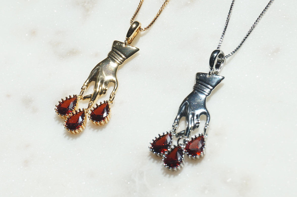 MACBETH Hand and Blooddrops Necklace