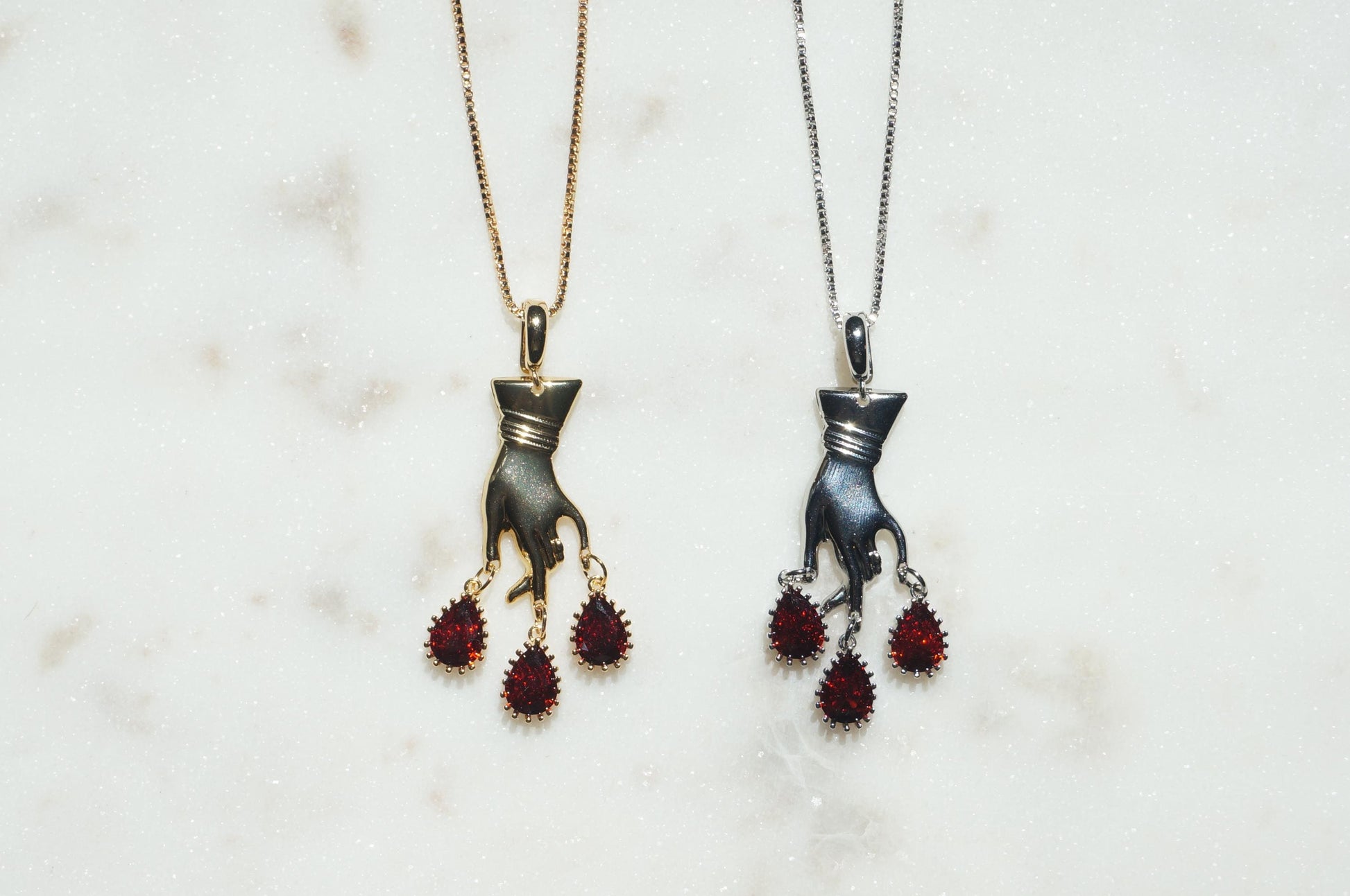 MACBETH Hand and Blooddrops Necklace