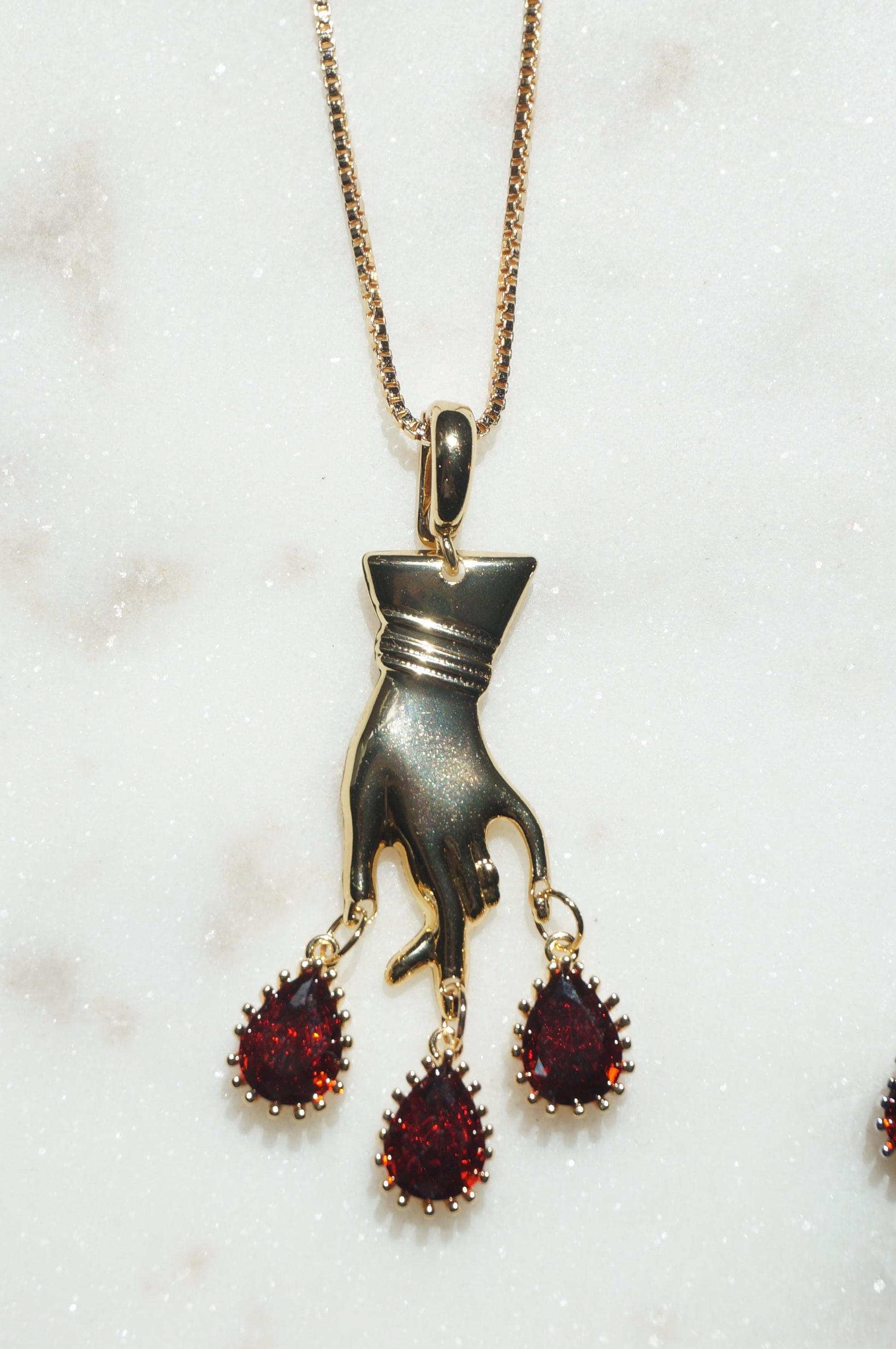 MACBETH Hand and Blooddrops Necklace