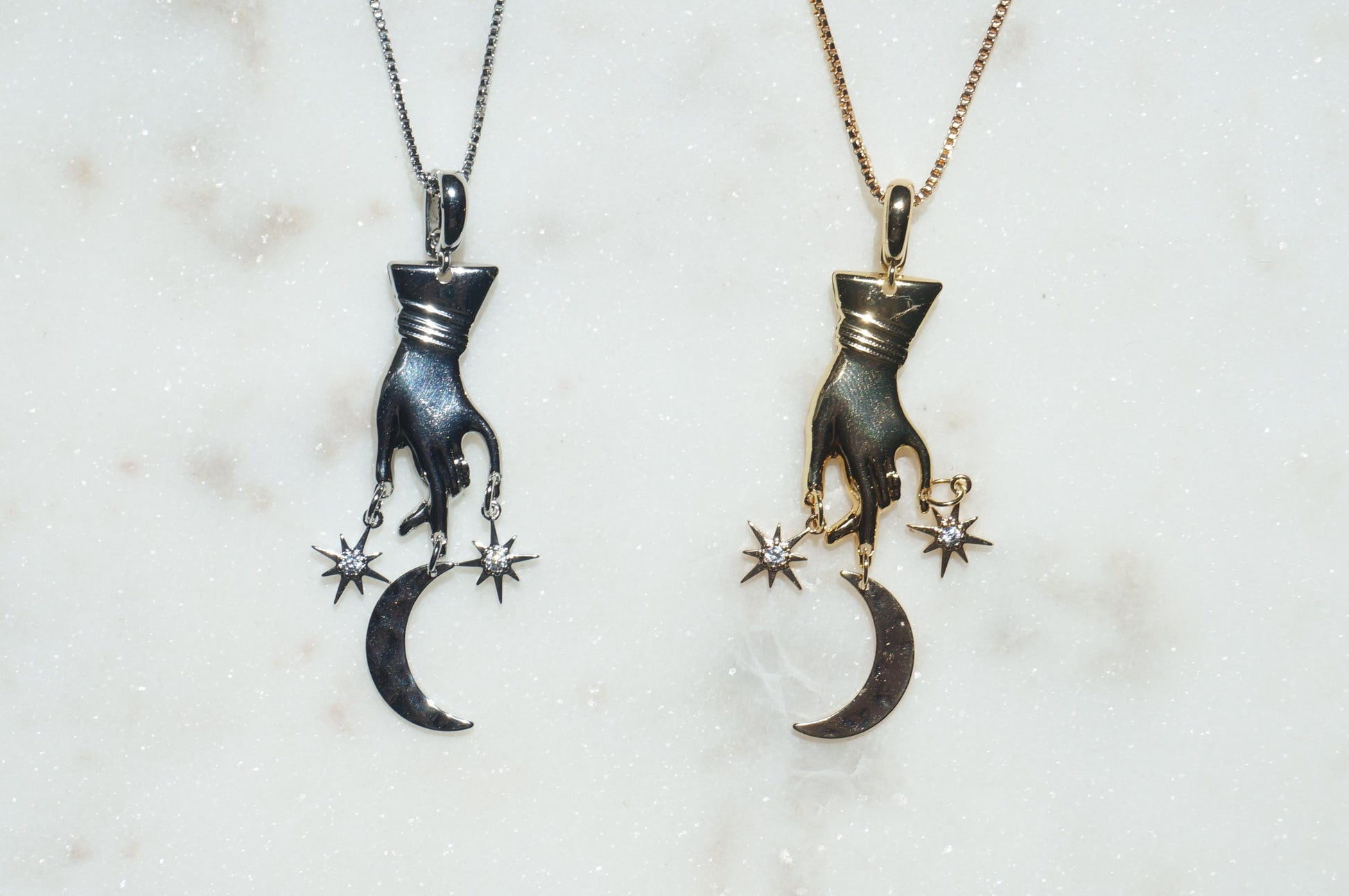 GAIA Hand with Moon and Stars Necklace
