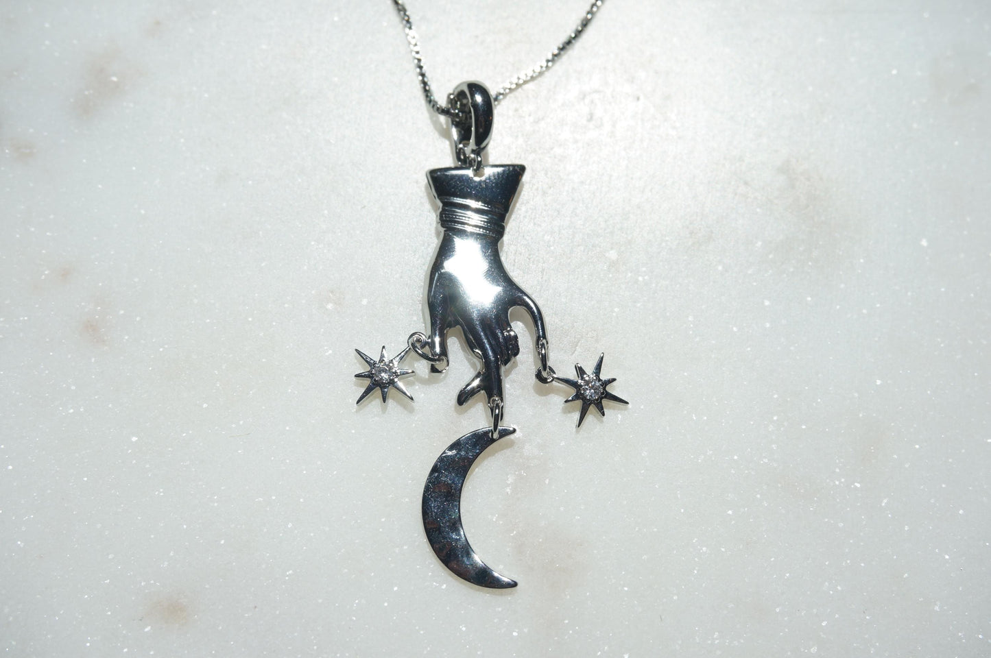 GAIA Hand with Moon and Stars Necklace