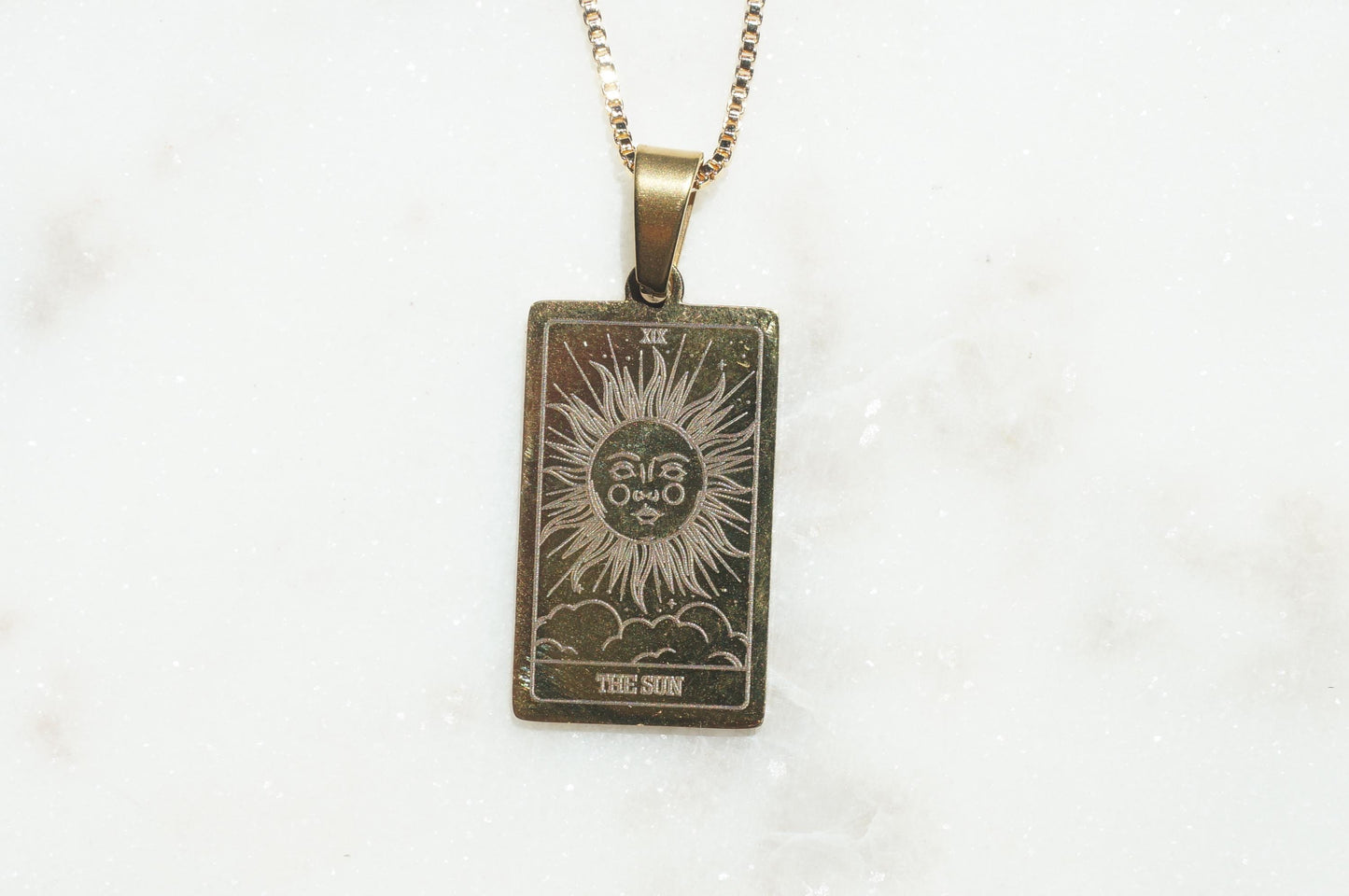 Tarot Card The Chariot/ The Moon/ The Sun Gold Plated Necklace