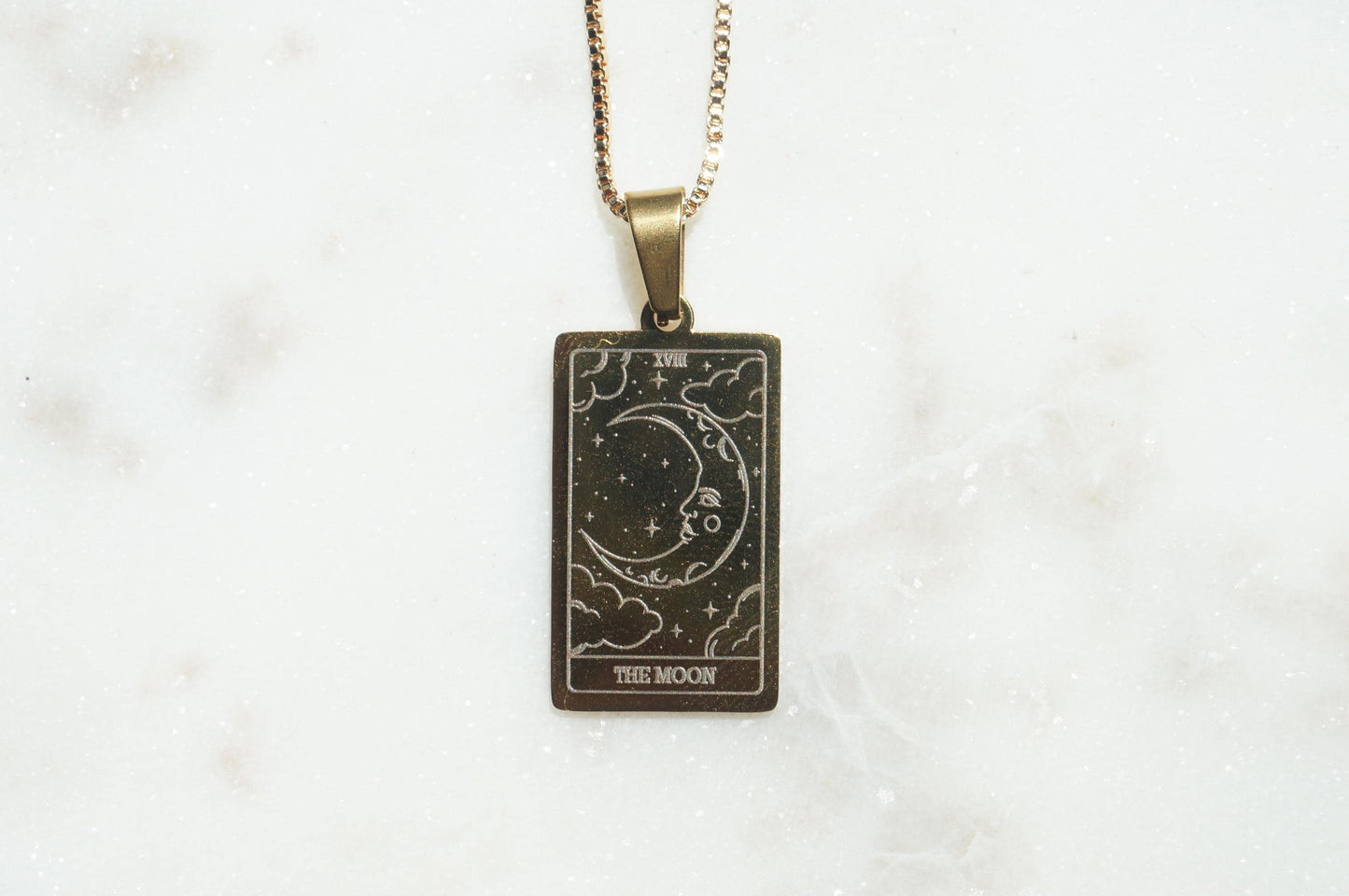 Tarot Card The Chariot/ The Moon/ The Sun Gold Plated Necklace