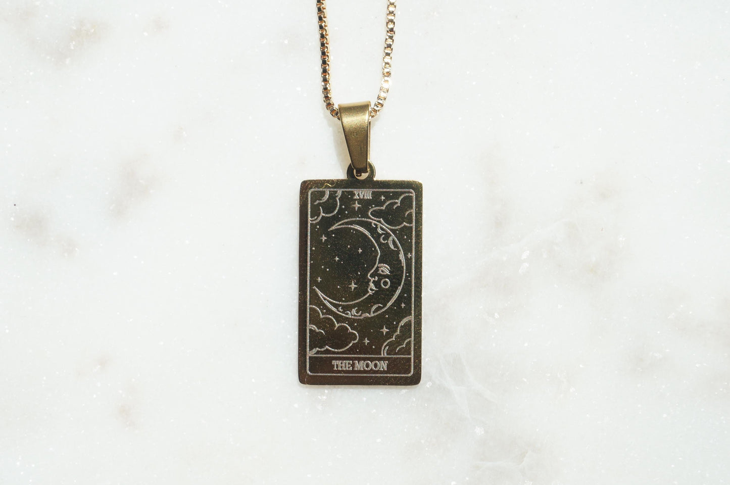 Tarot Card The Chariot/ The Moon/ The Sun Gold Plated Necklace