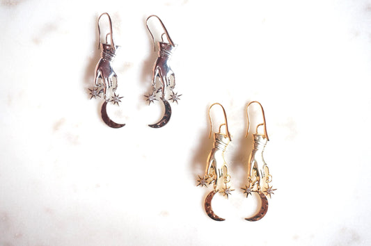 GAIA Hand with Moon and Stars Earrings