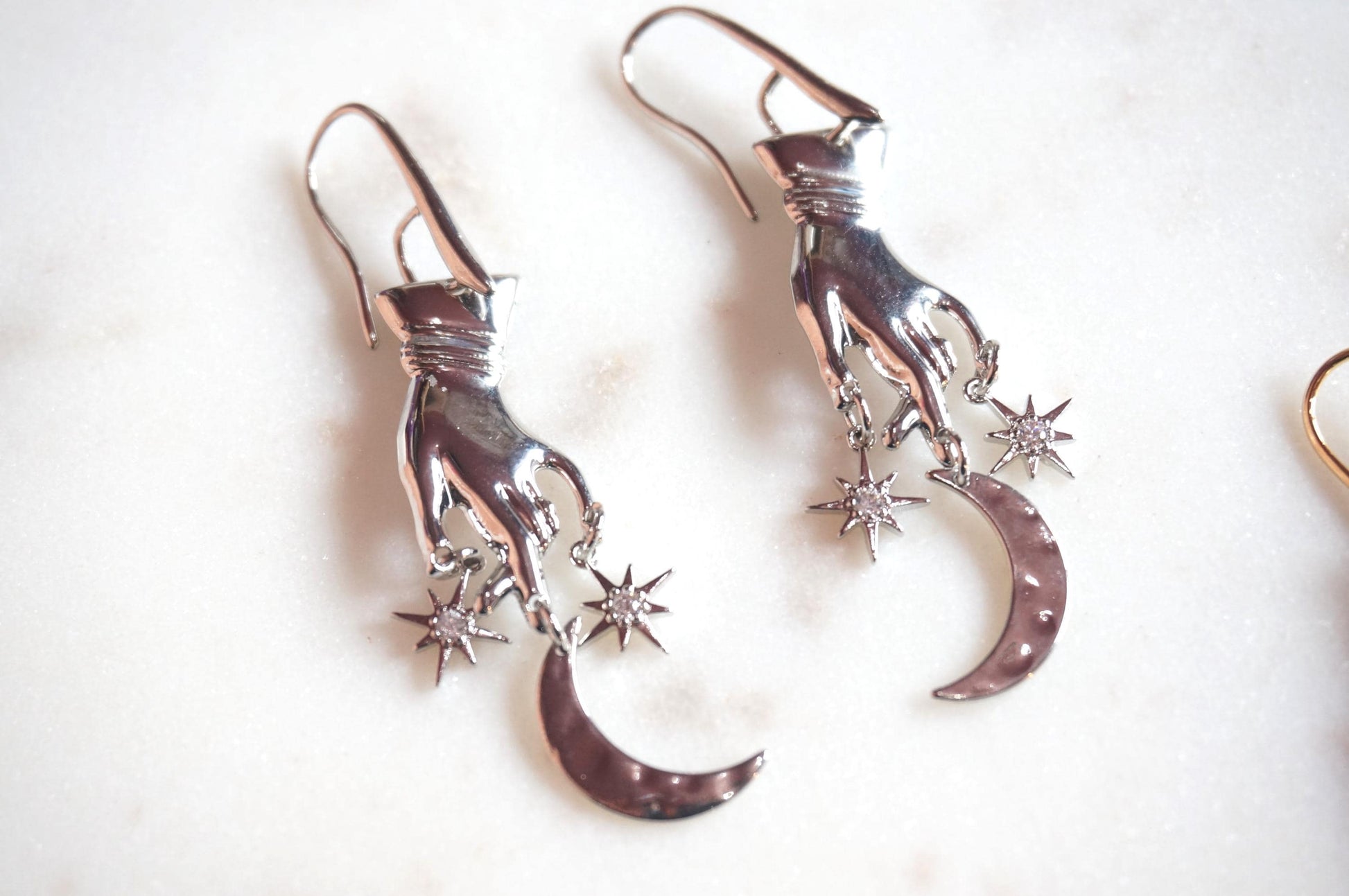GAIA Hand with Moon and Stars Earrings