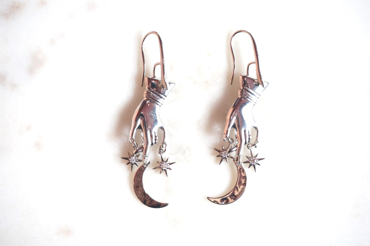 GAIA Hand with Moon and Stars Earrings