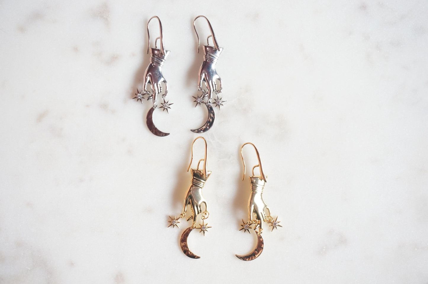 GAIA Hand with Moon and Stars Earrings