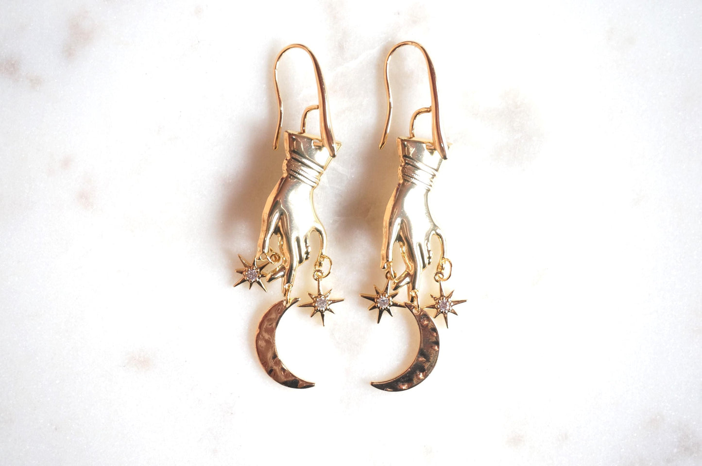 GAIA Hand with Moon and Stars Earrings