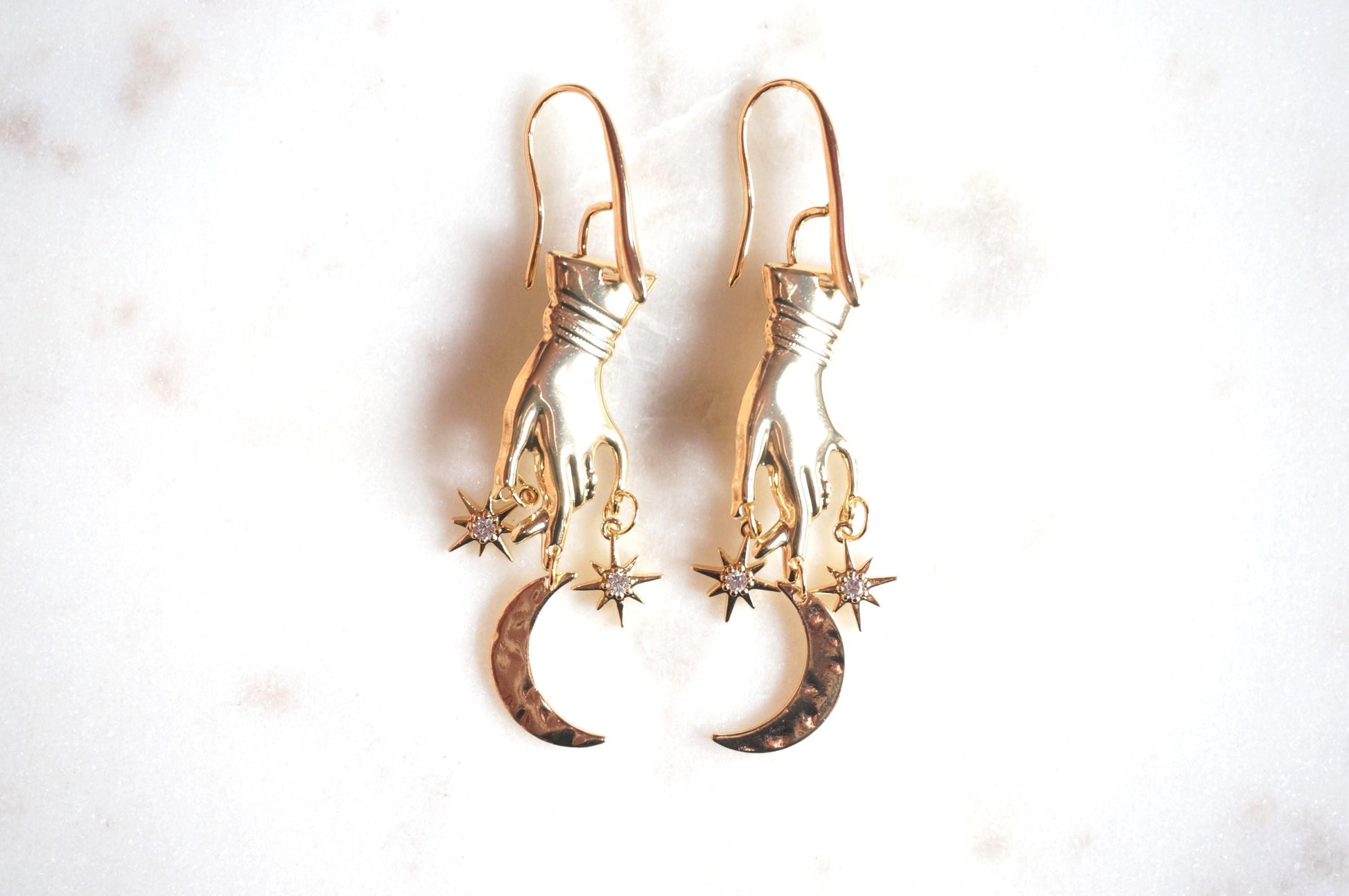 GAIA Hand with Moon and Stars Earrings
