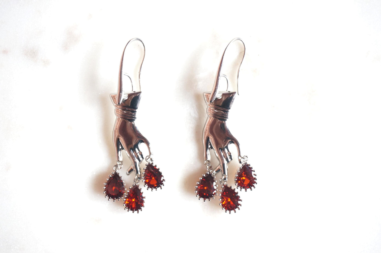 MACBETH Hand and Blooddrop earrings