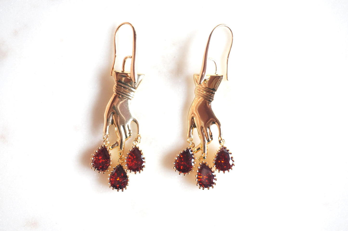 MACBETH Hand and Blooddrop earrings