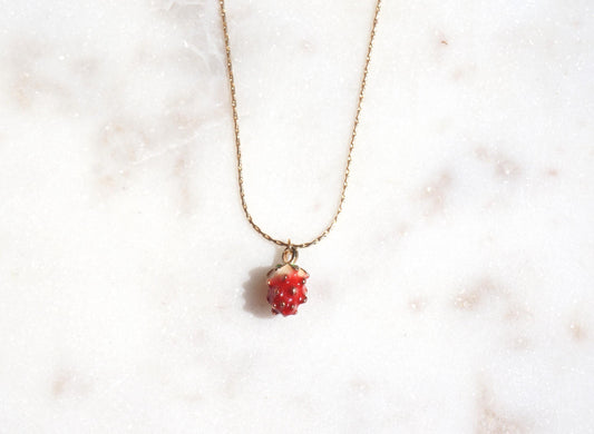 Dainty Strawberry 18k Gold Plated Necklace