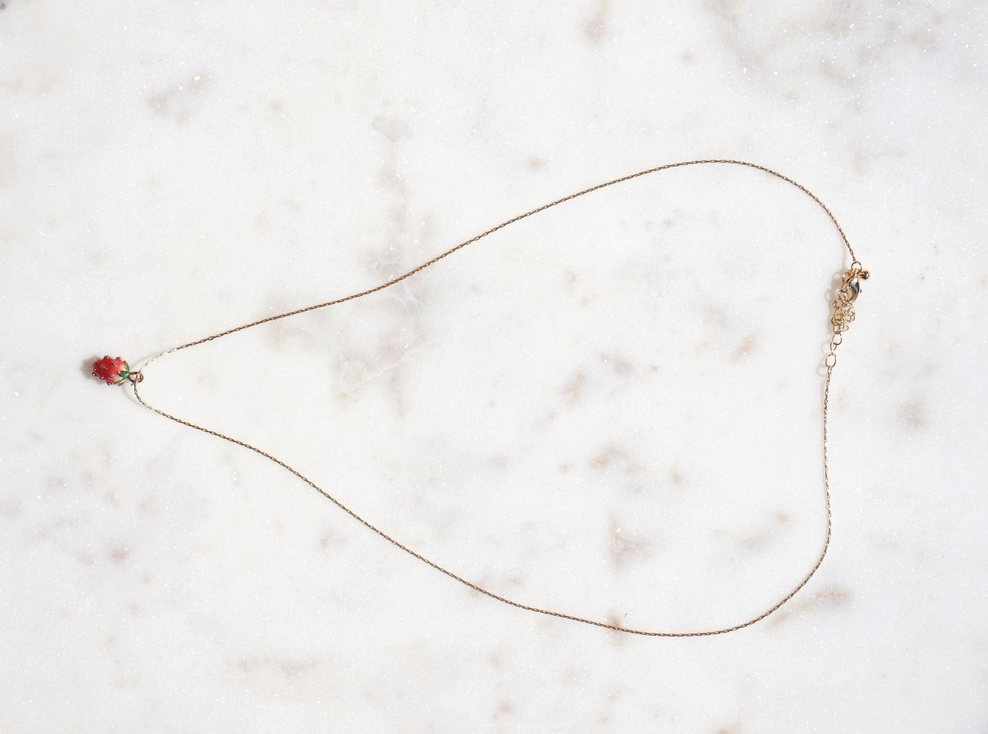 Dainty Strawberry 18k Gold Plated Necklace
