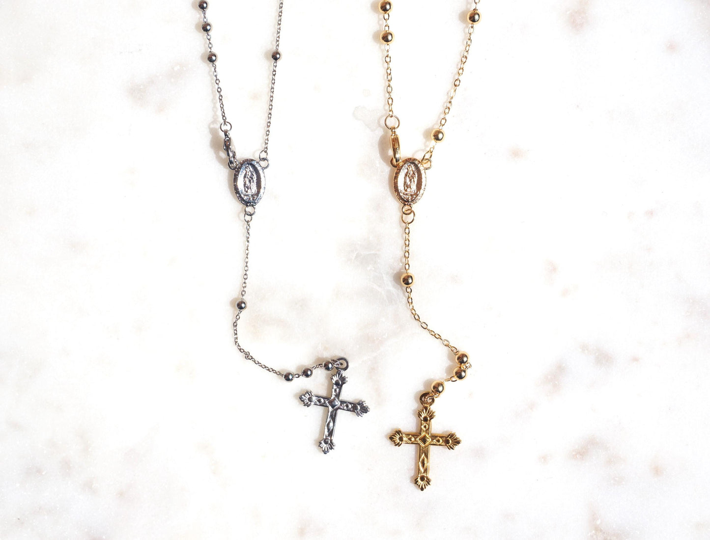 Gold/Silver Plated Rosary Style Necklace