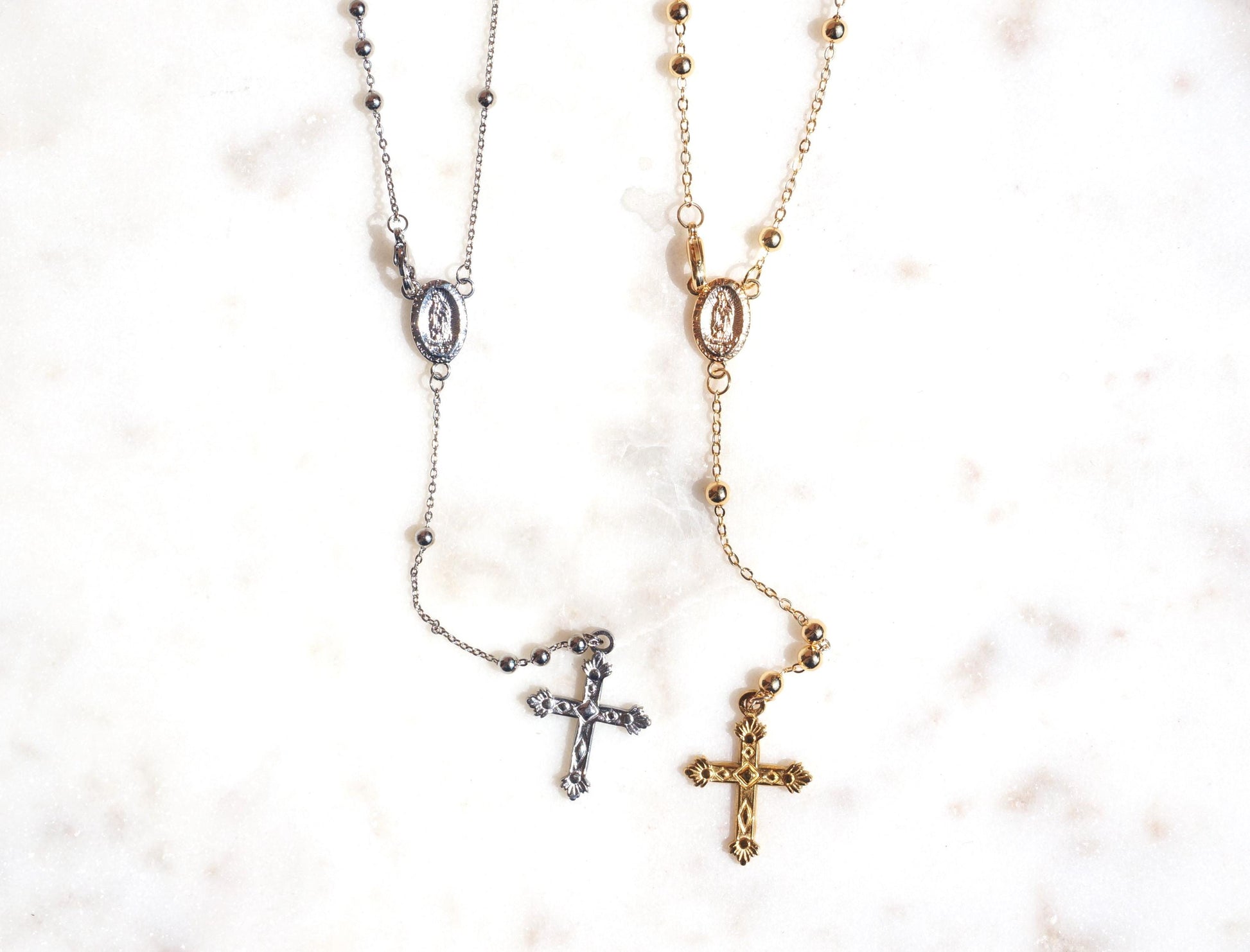 Gold/Silver Plated Rosary Style Necklace