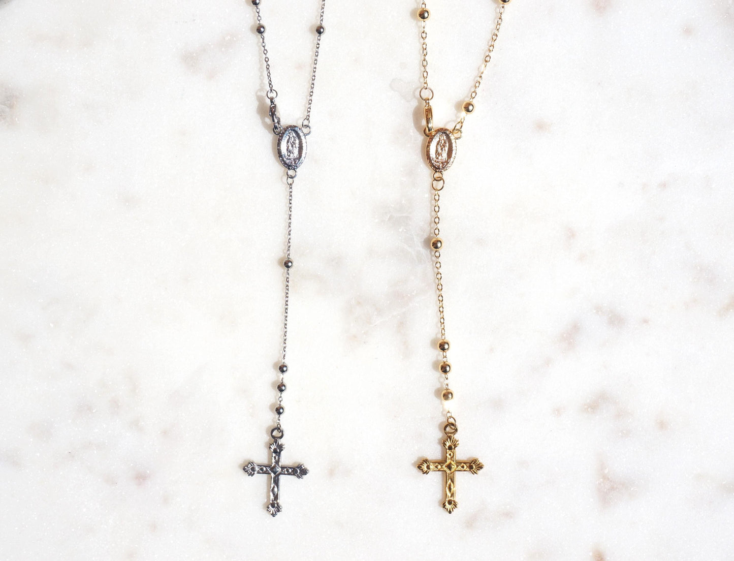 Gold/Silver Plated Rosary Style Necklace